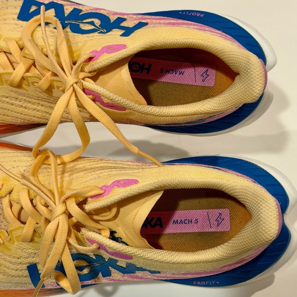 Hoka Mach 5 Running Shoes Women’s Hoka One One Yellow Pink Sneakers Size 10B - Picture 7 of 8